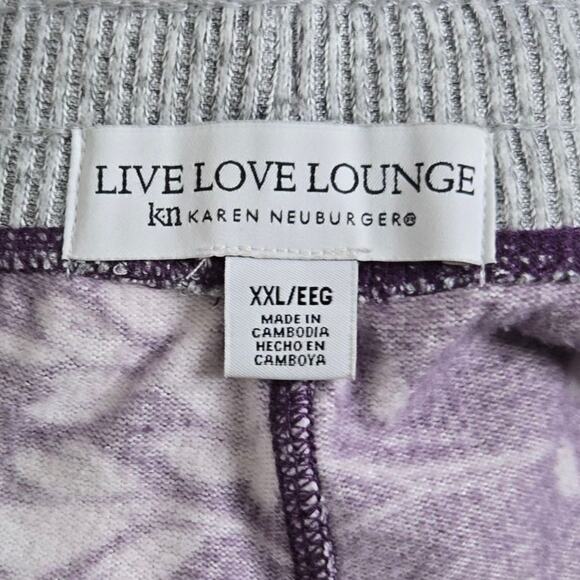 Live‎ Love Lounge Womens Pajama Set XXL Tropical Leaves Karen Neuburger Stretch - Picture 12 of 12